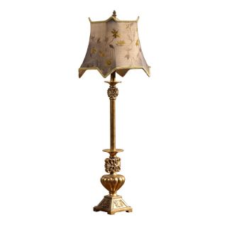 Absolute Decor 39 in 3 Way Switch Gold Indoor Table Lamp with Fabric Shade