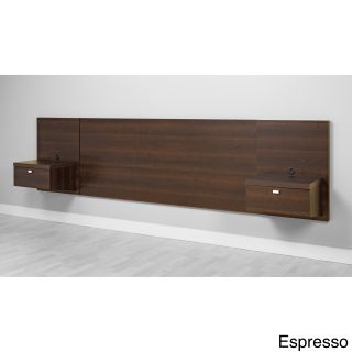 Prepac Valhalla Designer Series Floating King Headboard With Integrated Nightstands Espresso Size King