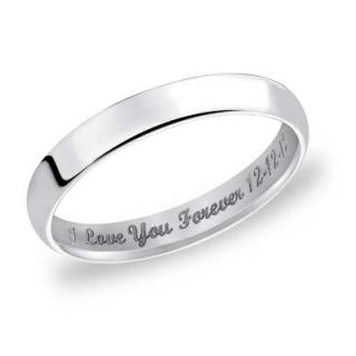 Ladies 3.0mm Engraved Low Dome Wedding Band in 14K White Gold (25