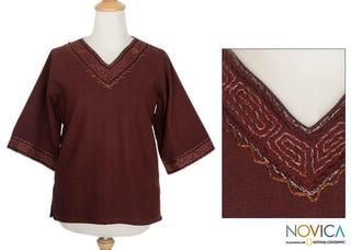 Cotton 'Lanna Nymph' Blouse (Thailand) Novica Women's Clothing