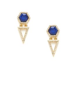 Lapis Hexagon & Triangle Drop Earrings by Melanie Auld
