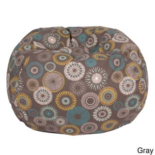 Gold Metal Products Starburst Pinwheel Pattern Small Cotton Bean Bag Chair Grey Size Small