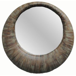 Contemporary Weathered Round Framed Mirror