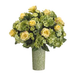 22 Rose, Hydrangea and Ranunculus Floral Arrangement with Ceramic