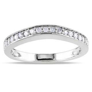 14k White Gold 1/4ct TDW Diamond Curved Ring (G H, I1) Women's Wedding Bands