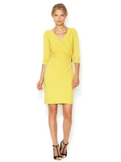 Pleated Cross Over Jersey Dress by Tahari ASL