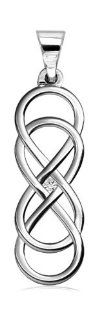 Large Diamond Double Infinity Symbol Charm, .05 CT, Best Friends Forever Charm, Sisters Charm, 10mm x 30mm in Sterling Silver Sziro Jewelry