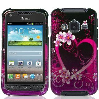 Hot Pink Heart Flower Hard Cover Case for Samsung Galaxy Rugby Pro SGH I547 Cell Phones & Accessories