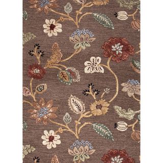 Hand tufted Transitional Floral Pattern Brown Rug (36 X 56)
