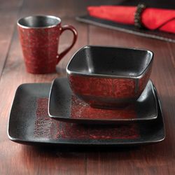 American Atelier Yardley Red Glaze 16 piece Dinnerware Set
