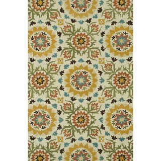 Hand tufted Meadow Ivory/ Green Wool Rug (50 X 76)