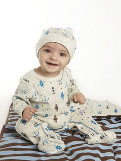 robot print footed sleepsuit by lucy & sam