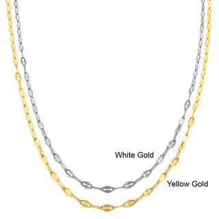 Fremada 10k White or Yellow Gold 1.9 mm Mirror Flat Link Chain (16   20 inch) Fremada Gold Necklaces