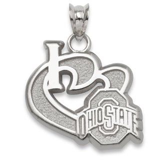 Ohio State University I Heart O Pendant 7/8 Inch   Sterling Silver  Sports Fan Pendants  Sports & Outdoors