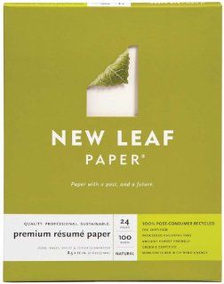 New Leaf Premium Resume Paper, 100% Recycled, Natural, 24 Lb, 8.5 x 11 Inches, 100 Count (612 6004)  Paper Leaves Natural 