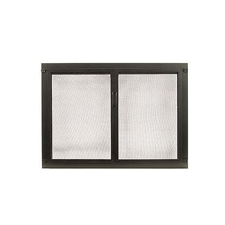 ACHLA Designs Graphite Glass Panel Fireplace Screen