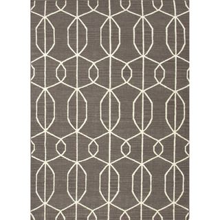 Simple Handmade Flat weave Geometric pattern Gray/ Black Rug (2 X 3)