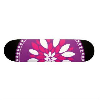 Pretty Pink Purple White Flower Petals Mandala Skate Deck