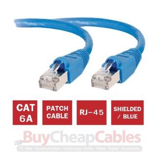 BuyCheapCables 75ft Cat6A 550 MHz SSTP (Screened Shielded Twisted Pair) Snagless Patch Cable (75ft  Blue) Computers & Accessories