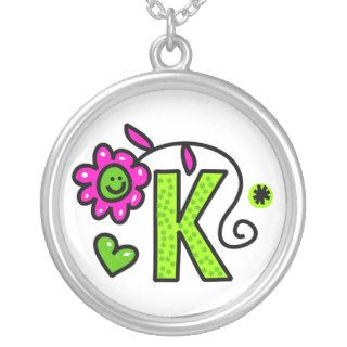 Cute Monogram Letter K Greeting Text Expression Necklace