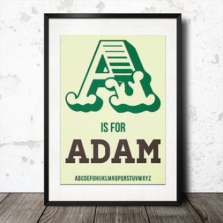 personalised baby name alphabet poster by magik moments