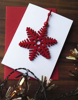red felt snowflake christmas cards   pack of 3 by alilia