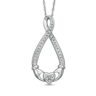 10 CT. T.W. Diamond Claddagh Infinity Pendant in Sterling Silver