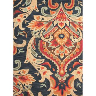 Hand tufted Transitional Floral Pattern Blue Rug (36 X 56)