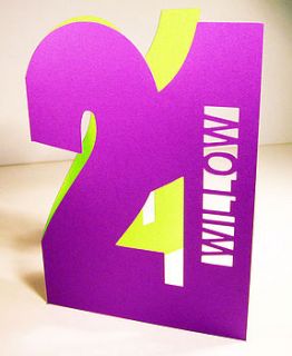 big number personalised cut out card by ruth springer design