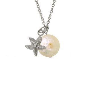 Sterling Silver Sea Starfish with Freshwater Pearl Pendant Pendant Necklaces Jewelry