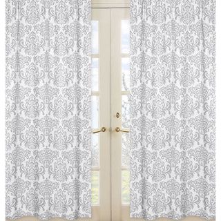 Grey And White Elizabeth Damask 84 inch Curtain Panel Pair
