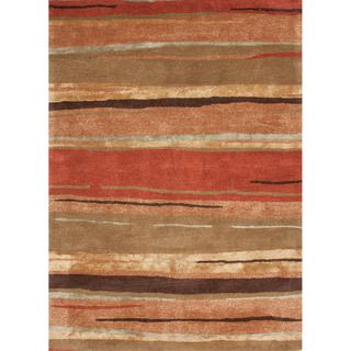 Hand tufted Transitional Abstract Red/ Orange Rug (36 X 56)