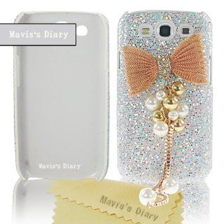 3D Handmade Bling Pearl Design Bow Case for Samsung Galaxy S3 III I9300 Silver Cell Phones & Accessories