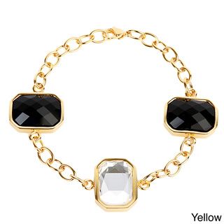 ELYA Stainless Steel Black and Clear Stone Bracelet West Coast Jewelry Fashion Bracelets
