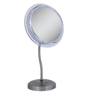Zadro Surround Light S Neck Pedestal Satin Nickel Vanity Mirror   Lighted Bathroom Mirrors