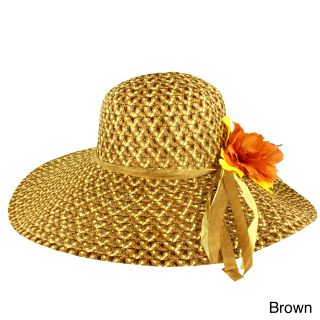 Faddism Faddism Womens Hawaiian Floral Floppy Hat Brown Size One Size Fits Most