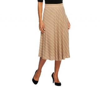 Susan Graver Liquid Knit Printed Stripe Pull on Knee Length Skirt —