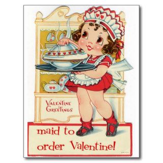 Retro Valentine's Day Maid Postcards