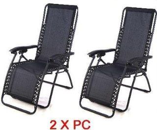 Two New Foldable Zero Gravity Chair Recliner Lounge Patio Chairs  Black  Patio, Lawn & Garden