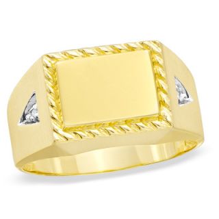 Mens Diamond Accent Frame Signet Ring in 10K Gold   Zales