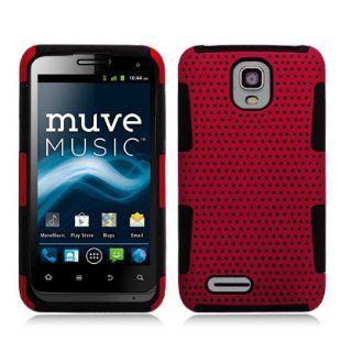 For ZTE Engage LT N8000 (Cricket) Perforated Hybrid 2 in 1, Black+Red Cell Phones & Accessories