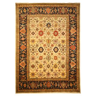 Eorc Hand knotted Eorc Super Mahal Ivory Wool Rug (8 X 10) Blue Size 8 x 10