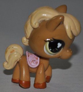 Horse #560 (Tan, Pink Saddle, Orange Hooves, Cream Hair, Nose Freckles) Littlest Pet Shop (Retired) Collector Toy   LPS Collectible Replacement Single Figure   Loose (OOP Out of Package & Print) 