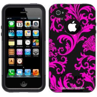 Otterbox Commuter Series Pink Floral Damask on Black Hybrid Case for Apple iPhone 4 & 4S Cell Phones & Accessories