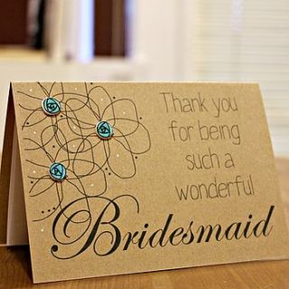 'thank you' floral bridesmaid wedding card by little silverleaf