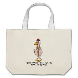 Hilarious chicken moult cartoon canvas bags