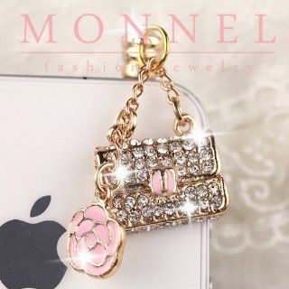 Ip564 Rose & Handbag Purse Anti Dust Plug Cover Charm for Iphone Android 3.5mm Cell Phones & Accessories