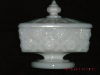 Vintage Westmoreland Square Covered Candy Dish Quilted Milk Glass Vi  