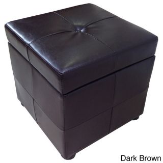 Leatherette Upholstered Storage Cube Ottoman