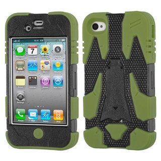 MyBat Apple iPhone 4s/4 Cyborg Hybrid Phone Protector Cover   Retail Packaging   Black/Green Cell Phones & Accessories